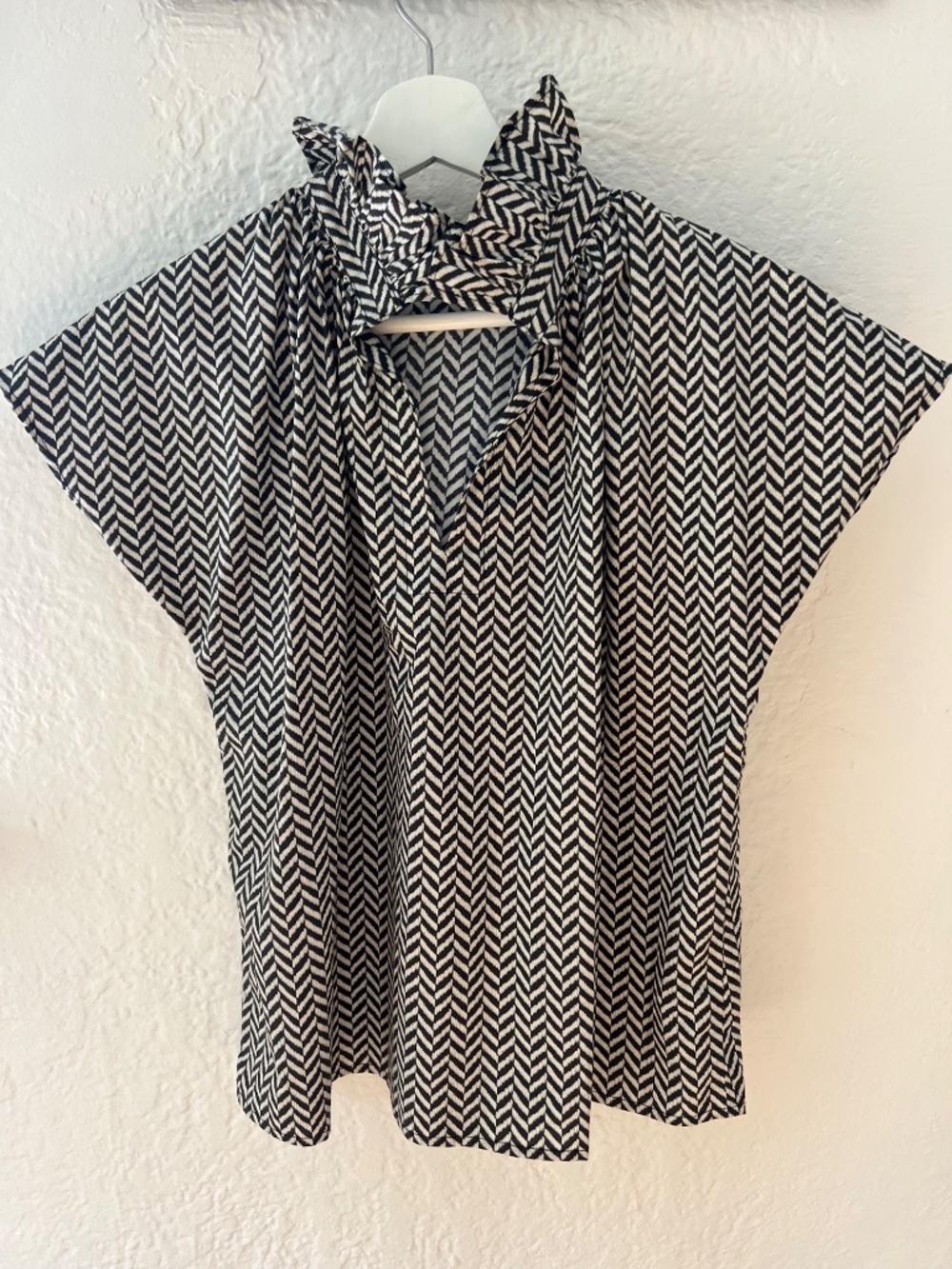 Never A Wallflower Vicki Short Sleeve Top Poplin Chevron